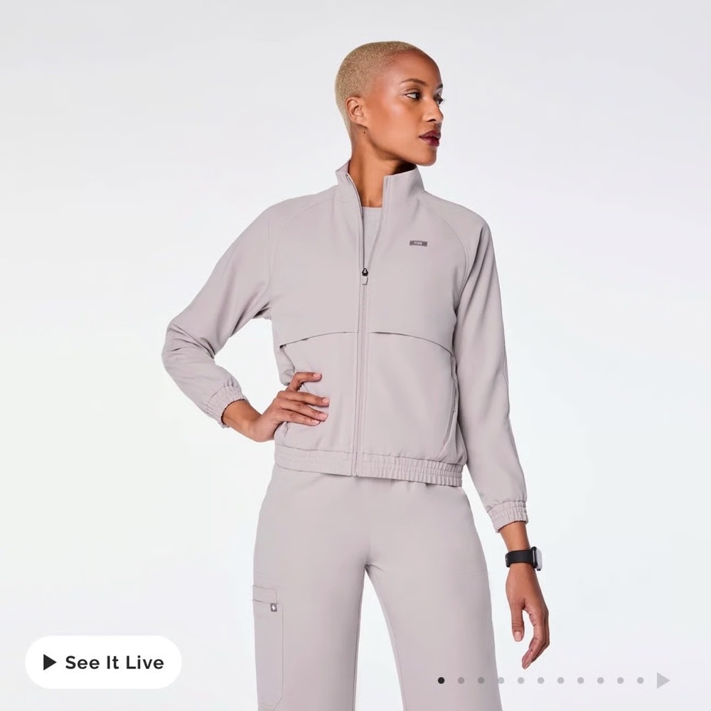 Figs Sydney Scrub Jacket in Slate